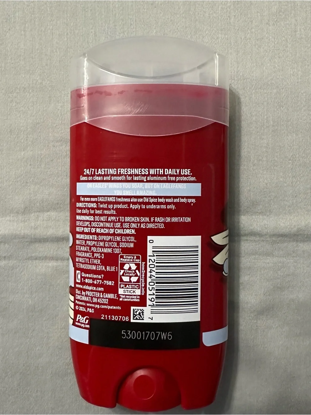 Lot of 5 Old Spice Eaglefangs Deodorant Aluminum Free Fresh Cloud Scent 3 oz
